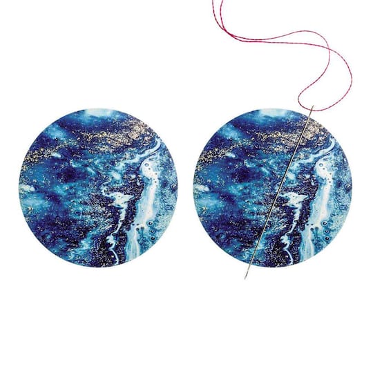 Wonderland Crafts Blue Marble Magnetic Double Sided Needle Holder